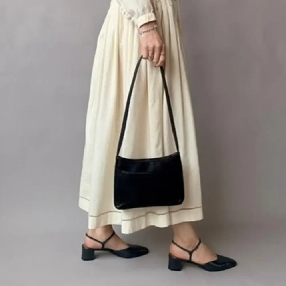 Vintage Jones New York Black Leather Shoulder Bag - 90s